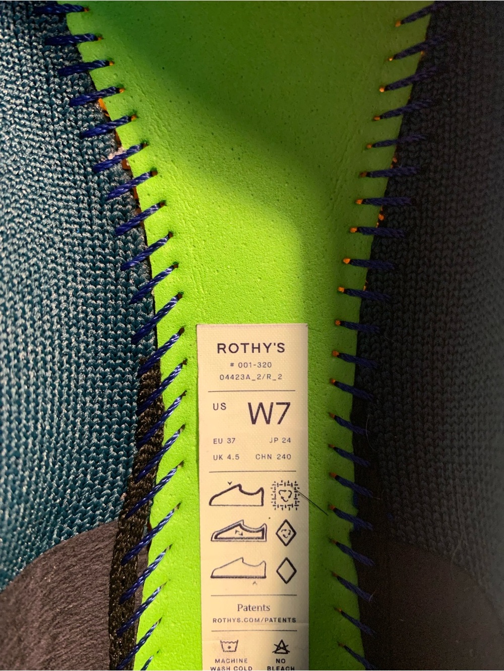 Rothy's Teal Knit Ballet Flats with Blue Trim - Picture 5 of 5